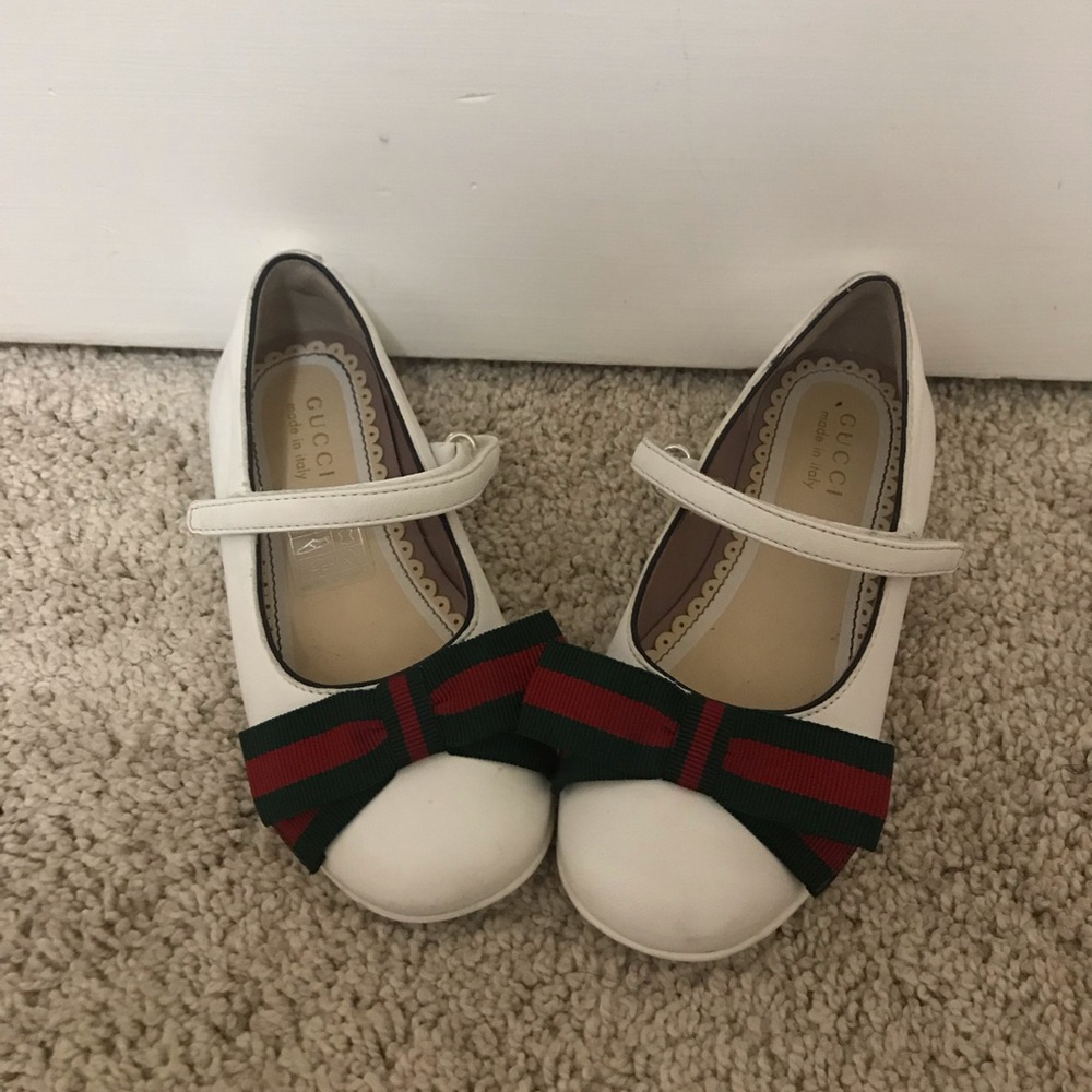 Toddler Girls White Ballerina Gucci Flats